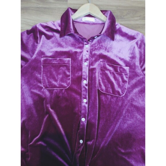 raspberry velvet button down shirt R. Vivimos top XL FREE SHIPPING! - Picture 9 of 11